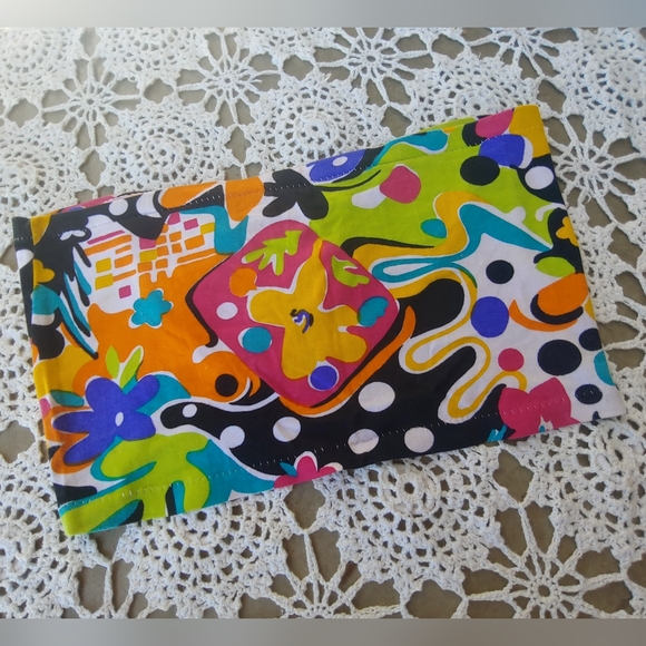 Vintage Retro Colorful Floral Poka Dot Mod Handmade 90s Tube Top - Picture 6 of 10